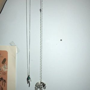 bundle of two silver pendant necklaces